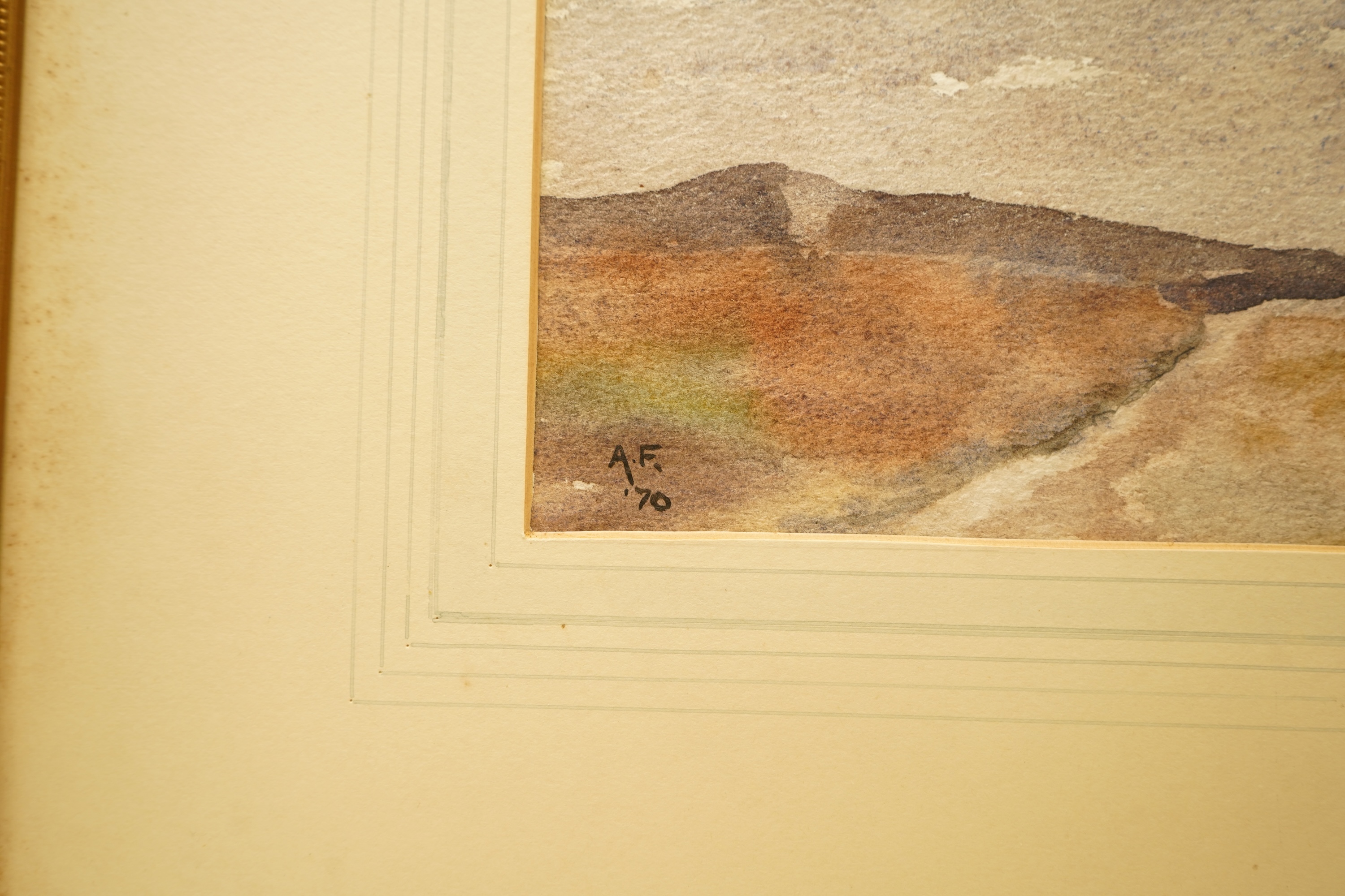Alexander Fraser, Rural landscape, signed with initials and dated '70, watercolour, 21 x 34cm